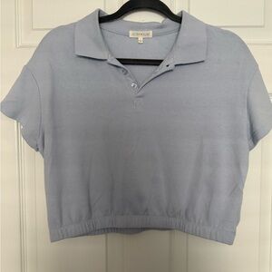 Ultra Flirt Baby Blue Polo Crop Top